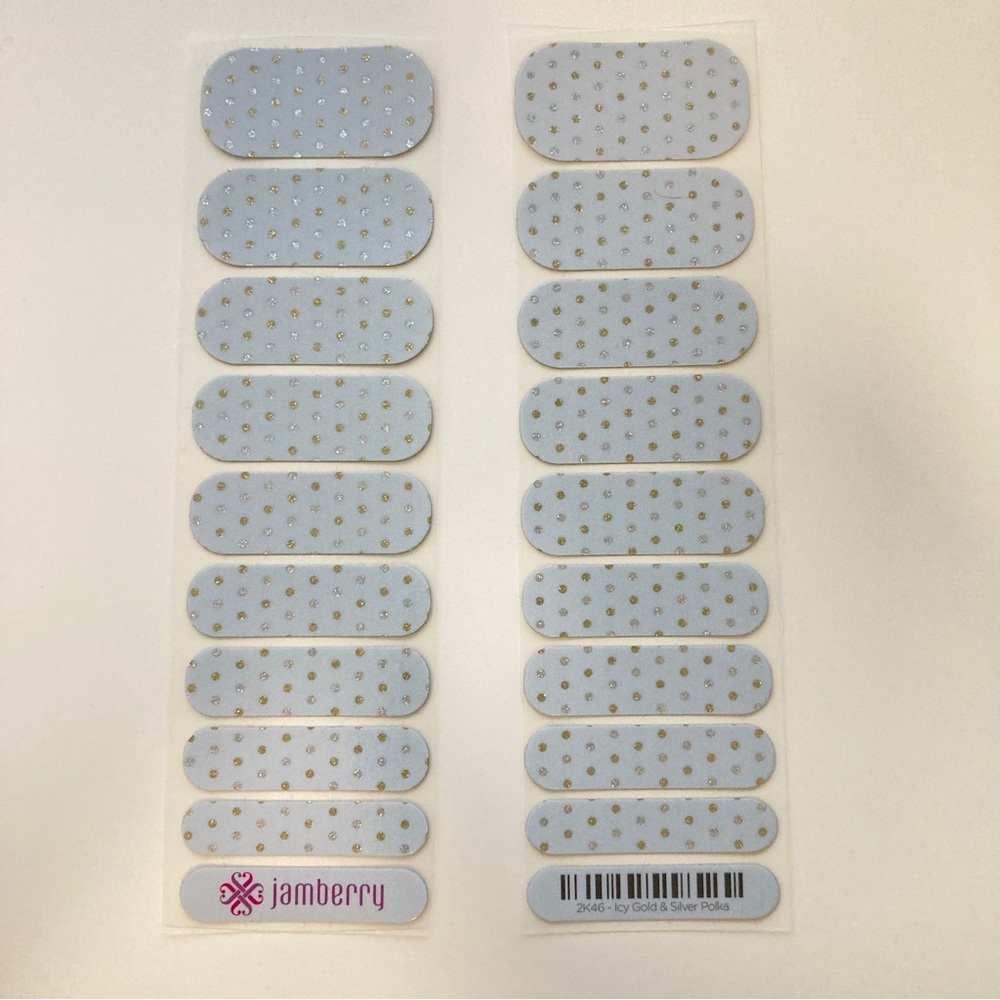 Jamberry Nail Wraps - Icy Gold & Silver Polka